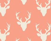 Buck Forest Peach (Coral)   (hbr4434) - HELLO BEAR by Bonnie Christine - Art Gallery Fabric  - By the Yard