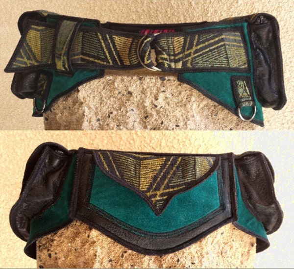 Festival Utility belt Psychedelic Green Pocket Belt by Sandalamoon
