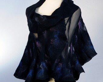 Nuno felted shawl / wrap / merino wool / mulberry by ArtInTouch