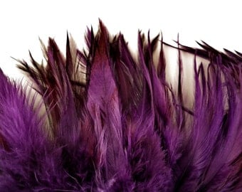 Feathers loose Saddle Purple hand dyed over eggshell