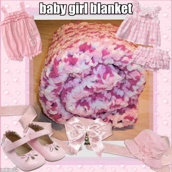 Pink Baby Blanket White Baby Blanket Photo by Freshofftheneedle