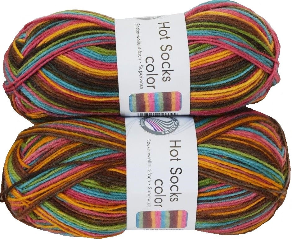 German self striping superwash sock yarn Hot Socks color