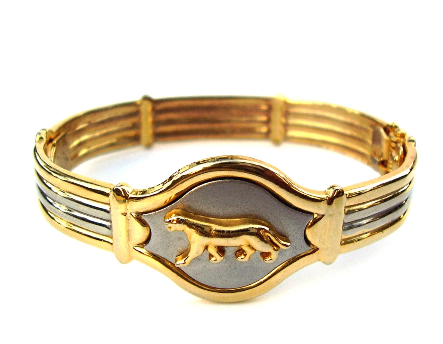 Panther Cuff Bracelet Vintage Ladies Jewelry Gold Silver Metal