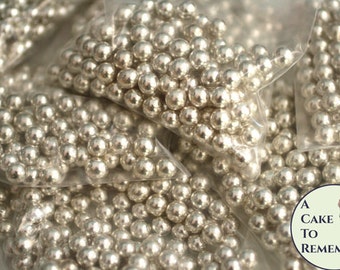 8mm silver dragees for Christmas and New Years cake decorating, 2.5 oz/80 g, about 175-180 dragees. Silver cake decor, Silver wedding ideas.