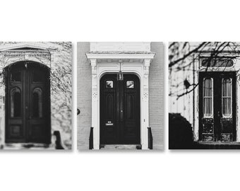 Hallway Decor Set, 3 Vertical Rustic Prints or Canvas Wraps, Rustic Door Decor, Foyer Art, Architecture Prints, Hall Art for Living Room.
