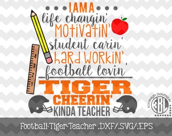 Football-Tiger-Teacher Files INSTANT DOWNLOAD in dxf/svg/eps for use with programs such as Silhouette Studio and Cricut Design Space
