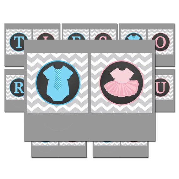 Gender Reveal Ties Or Tutus Bunting Banner Printable Ties Or Tutus 