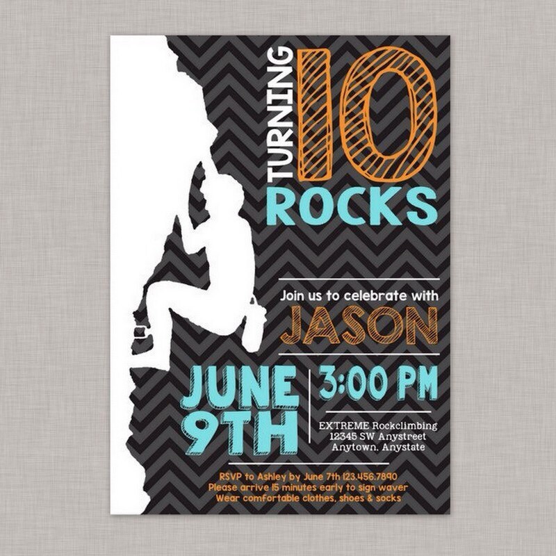 Rock Climbing Invitation Rock Climbing Birthday Invitation