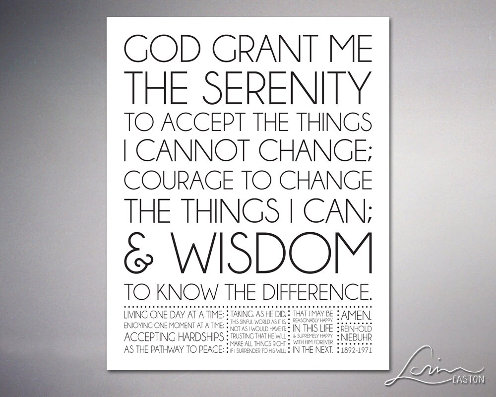 serenity prayer by reinhold neibuhr inspiration poster print