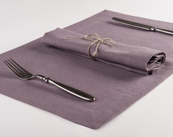 Linen placemat set or Linen table napkin Set of Six, Light purple napkins and placemats by Lovely Home Idea