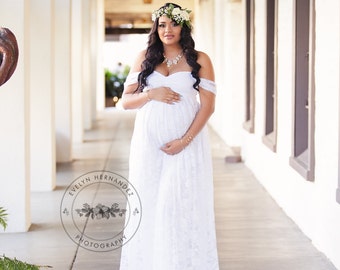 Theresa• Maternity Gown • Maternity Dress • short sleeves • Lace maternity gown • Maxi Dress • Bridal • Wedding• Baby shower dress