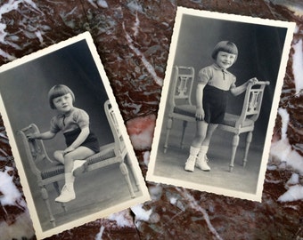 Photographies anciennes - 2 portraits de petite fille XX