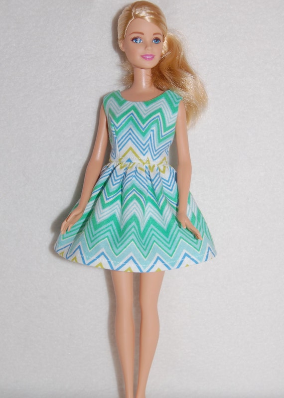 Barbie doll dress Green Chevron A4B059 11.5 fashion doll