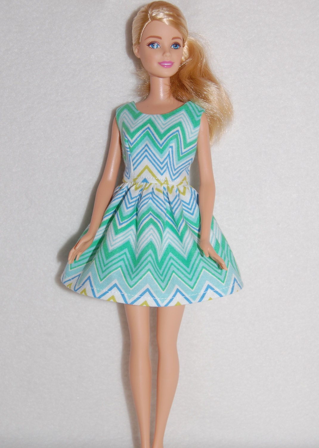 Barbie Doll Dress Green Chevron A4b059 11.5 Fashion Doll