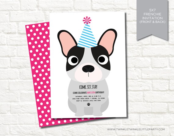 French Bulldog Dog Birthday Party Digital Invitation Il_570xn