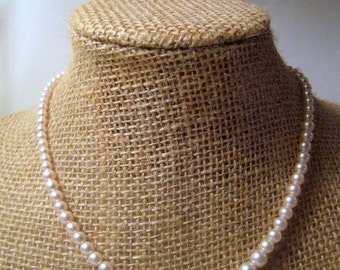 Vintage Faux Pink Pearl Necklace, Weddings, Vintage Costume Jewelry, Flower Girl, Maid of Honor