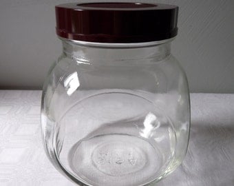 1950 Grocery French antique Glass jar with lid From French Grocery bakelite french kitchen Jar Grocery