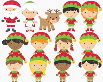 christmas clipart digital clip art santa rudolph elves elf - The North Pole Digital Clipart