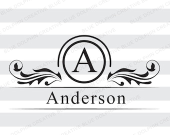 Mailbox Monogram Name Frame SVG png pdf dxf jpg ai cutting file, front door decal, diy vinyl lettering file, Cricut, Silhouette cut file