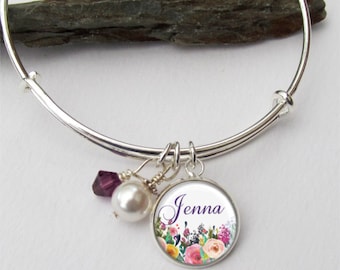 Bridesmaid Gift, Personalized Bridesmaid Bracelet, Name Charm Bracelet