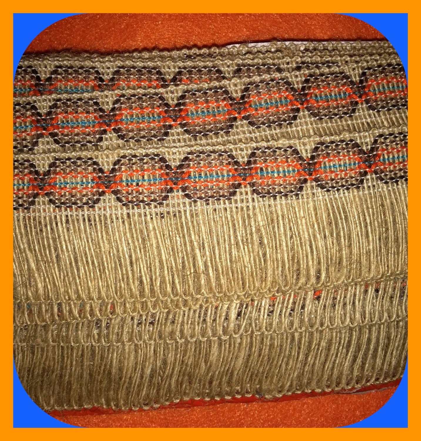 TRIM Jute Burlap Natural Fringed Southwestern Woven Native