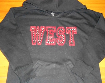 Custom French Terry Hoodie with Glitter and Rhinestones