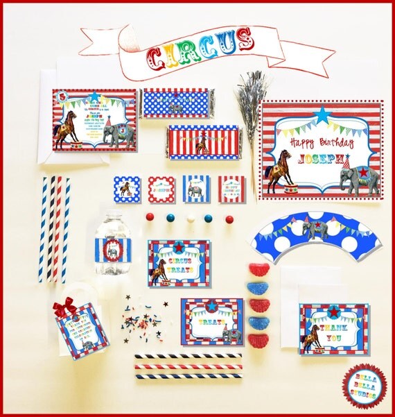 CIRCUS PARTY COLLECTION ~ Personalized Printable Download Il_570xn