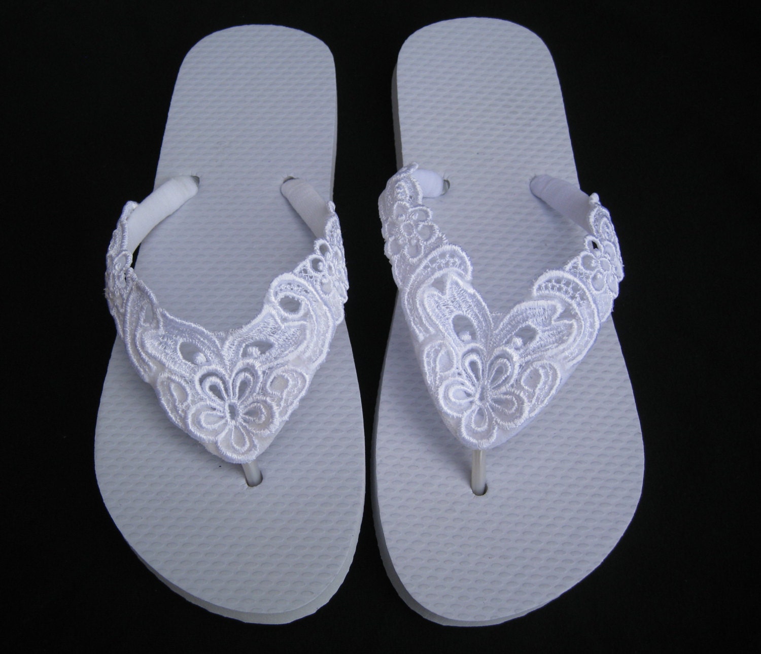 LACE EMBROIDERED Wedding Bridal Flip Flops in Ivory or White