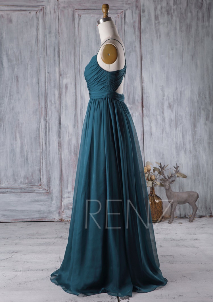 2016 Dark Turquoise Bridesmaid Dress Open Back Wedding by RenzRags