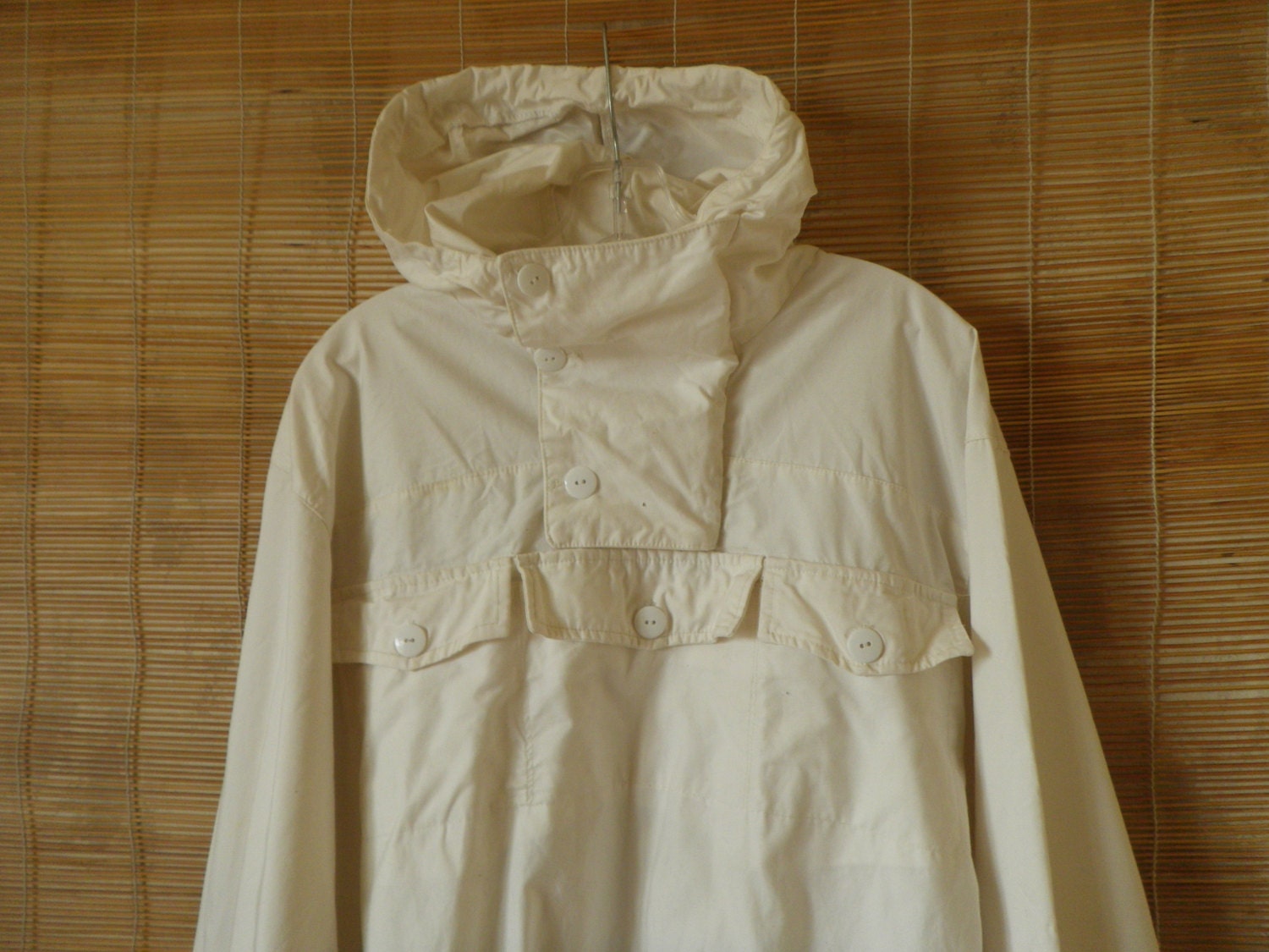 Vintage Military White Snow Camo Canvas Hooded Pullover Anorak