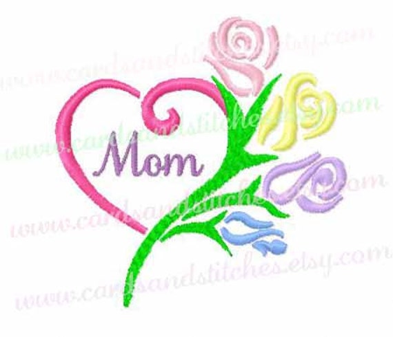 Rose embroidery mom embroidery heart flowers machine Rose embroidery mom embroidery heart flowers machine