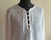 Man White Linen Shirt Top Sweater Clothing knitted summer