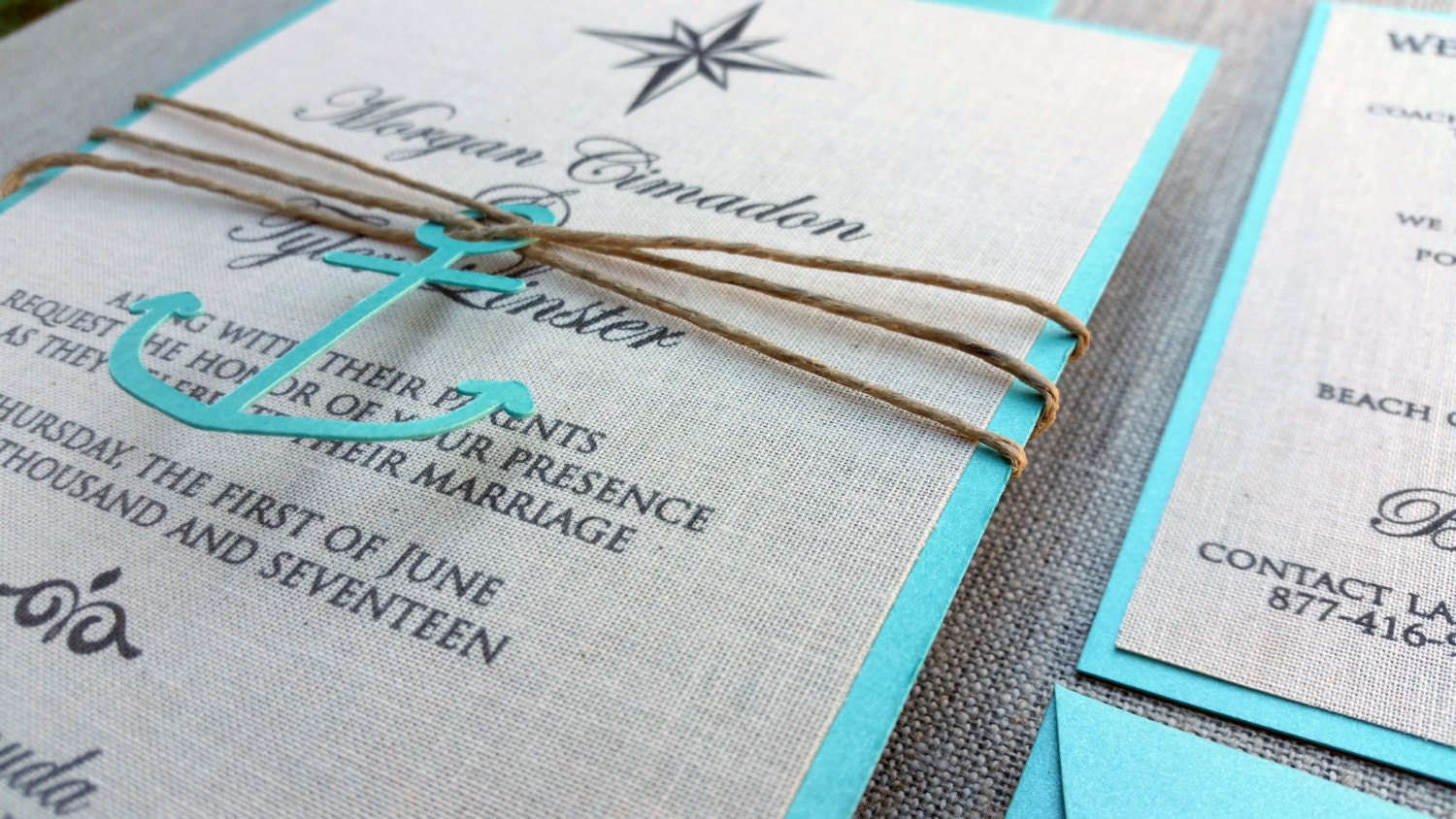 Nautical Wedding Invitation Linen Wedding by BlushandBirchPaper