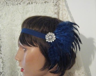 Flapper headband 1920's headband Silver blue headband Flapper headpiece 1920's headpiece Gatsby bridal accessories hair accessories