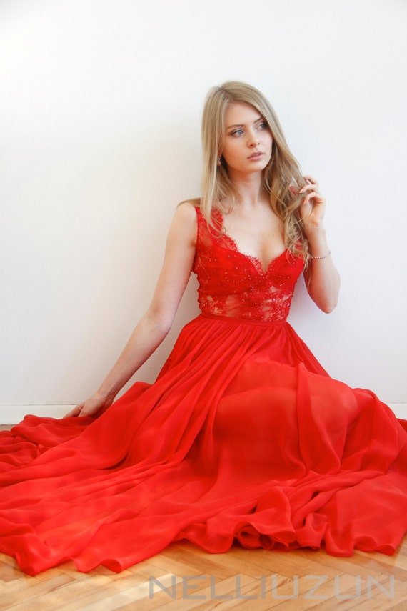 silk and lace gown