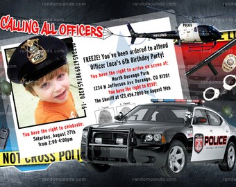 Personalize POLICE Officer Party Invitation - ADD Policeman Hat