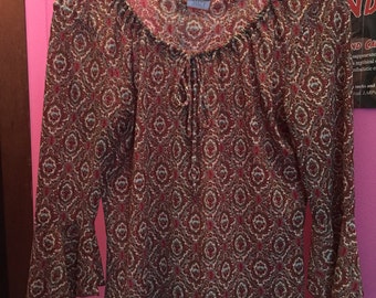 Vintage paisley peasant blouse top