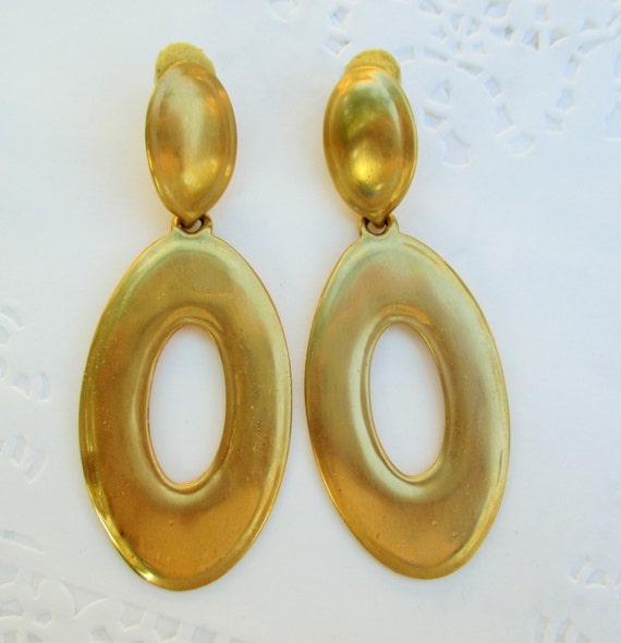 Vintage AK Anne Klein Gold Hoop Clip Earrings