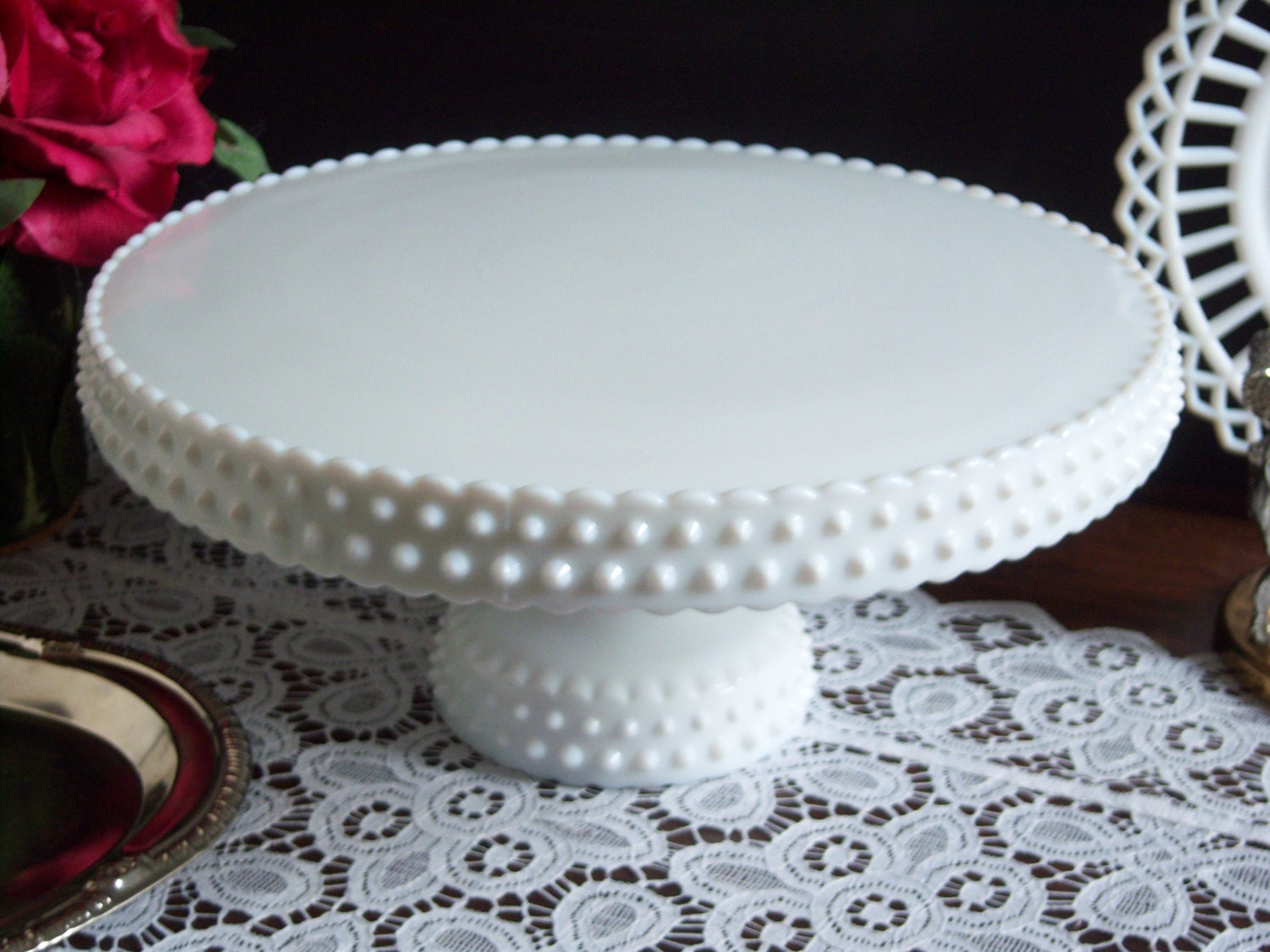 Hobnail Milk Glass Cake Stand L E Smith Milk Glass Cake