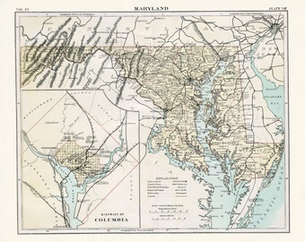 1800s maryland map | Etsy