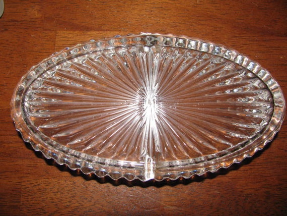 Heisey Glass Divided Relish Dish Waverly Or Crystolite Pattern