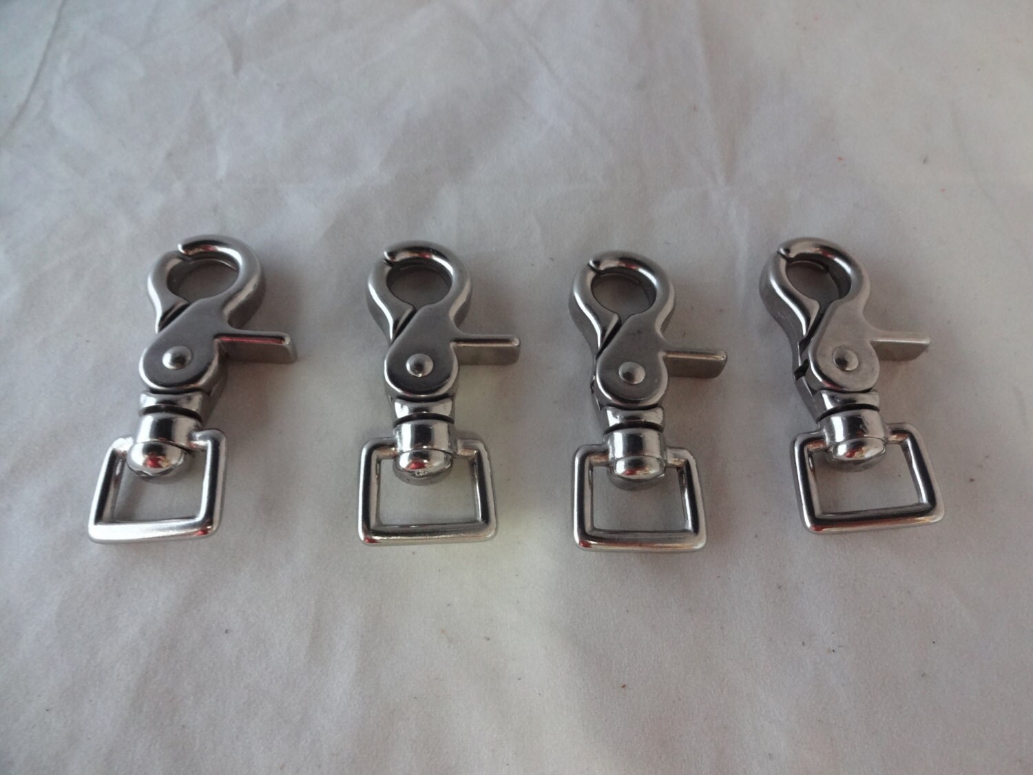 Set of 4 Stainless Steel Trigger Snaps Flat Square End Scissor