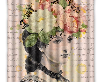 Lina Cavalieri Shower Curtain - Fornasetti - Lina Cavalieri Vintage Print - Shabby Chic, Shower Curtain - Home Decor - bath Home Decor