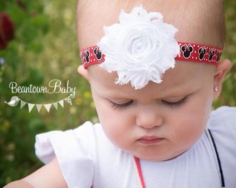 Red Minnie Mouse Headband, Red Minnie Mouse Bow, Minnie Mouse 1st Birthday Outfit, Red Minnie Headband, Minnie Baby Bow, 1st Birthday Minnie