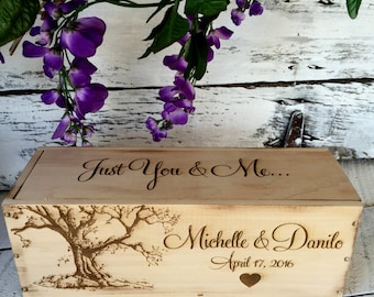 Wedding Wine Box, Rustic Wedding Wine Box, Wedding Gift, Birthday Gift, Love Letter Ceremony Wine Box