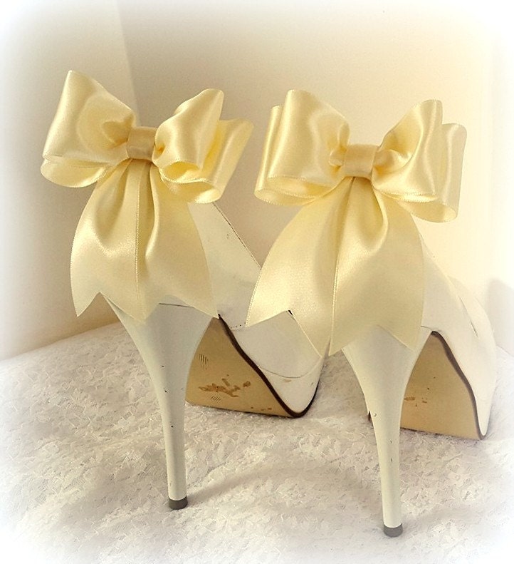 Ivory Wedding Shoe Clips Bridal Shoe Clips Satin Bow Shoe