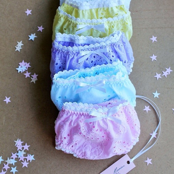 Cotton eyelet panties in pastel colors cotton panties