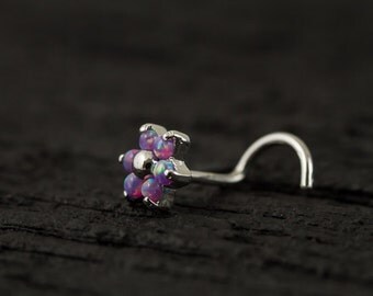 Purple Opal Gems flower nose stud/nose ring/nose screw