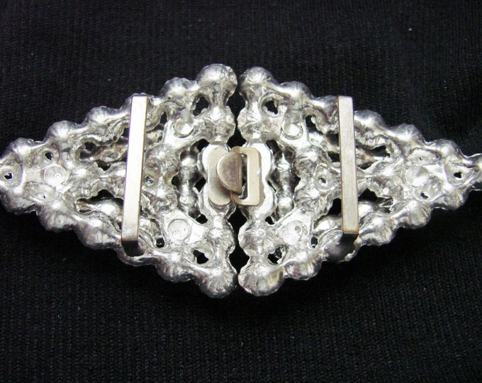 Art Deco Rhinestone Pot Metal Dress Buckle / 1930s / Vintage Jewelry / Vintage Wedding / Jewellery