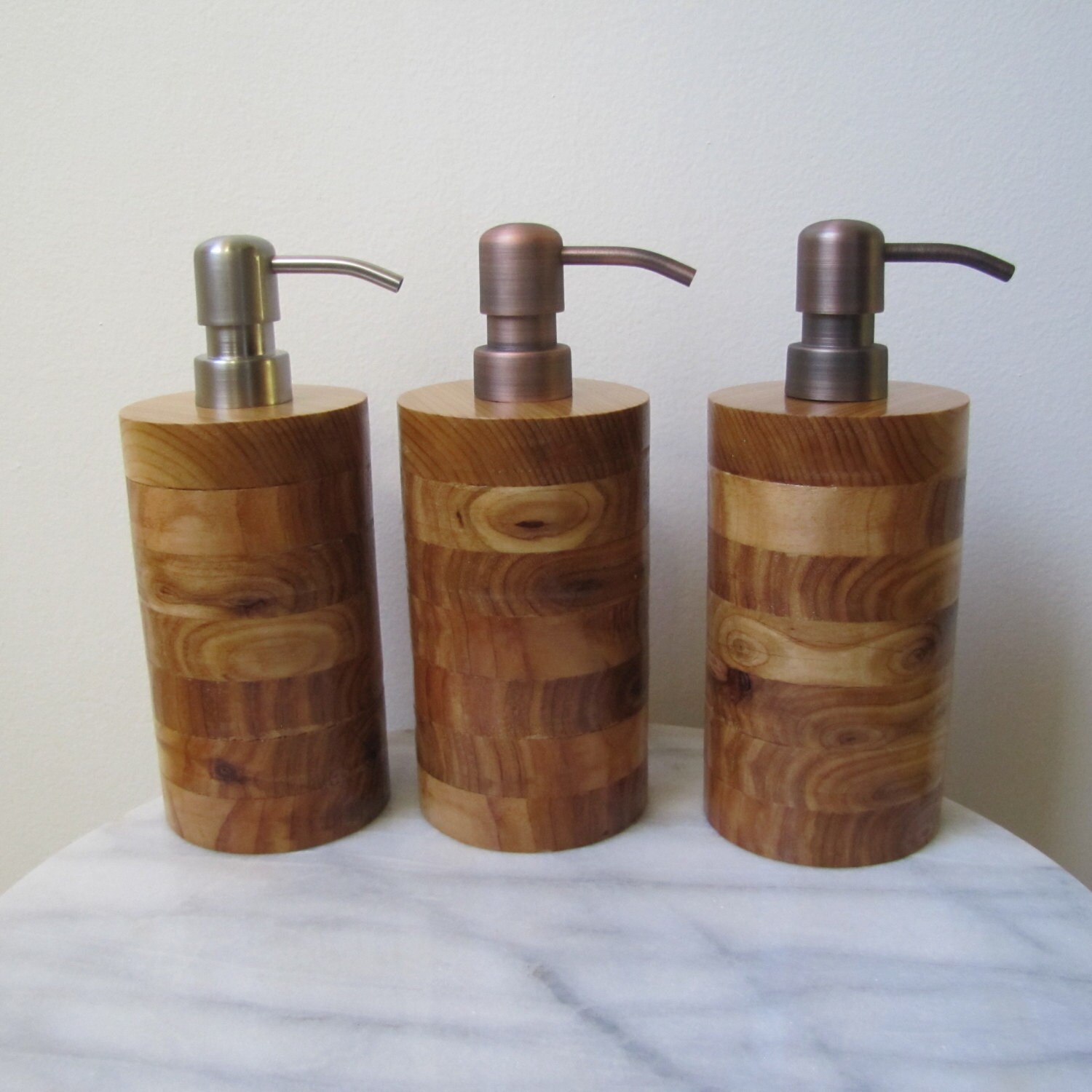 Round Wood Soap Dispenser with Stainless Steel Pump